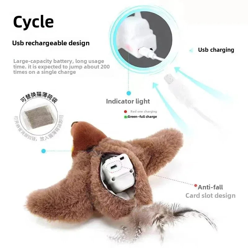 Pájaro recargable interactivo (con contenedor para catnip)